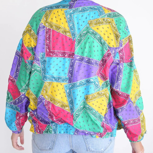 Vintage CA Sport Nylon Rainbow Blocked Zip Up Lightweight Patchwork Jacket S - Picture 3 of 10